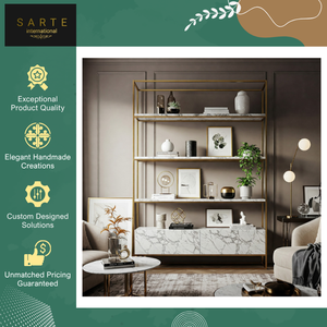 Hot Sale on Floor Display Storage Handmade Elegant Living Room Decor Luxury Modern Marble <b>Console</b> Shelf <b>Gold</b> with Metal Frame - Product Image 5