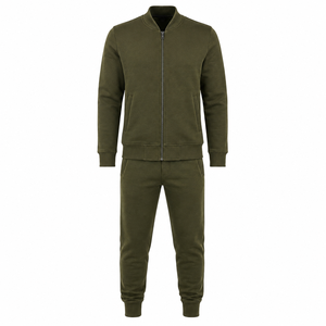 Ensemble de survêtement en molleton de coton pour homme avec veste bomber zippée et pantalon de jogging – Vente en gros, personnalisable, streetwear décontracté, marque privée - Product Image 6