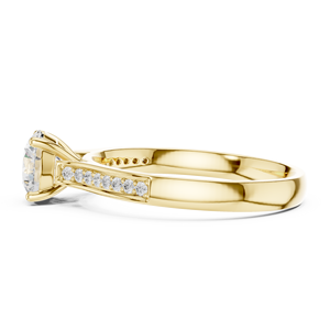 Anillo de Compromiso de Oro Amarillo con Diamante Central Redondo y Acentos de Piedras Laterales, Joyería Clásica para Boda - Product Image 2