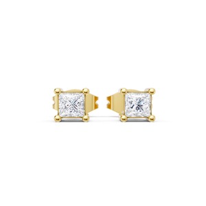 Boucles d'oreilles clous en or jaune de qualité supérieure avec diamants taille princesse pour femme, élégantes boucles d'oreilles carrées en diamant pour mariage et soirée - Product Image 6