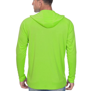 T-shirt à capuche à manches longues pour homme, noir, coupe ajustée, séchage rapide, tricoté en polyester, décontracté, couleur unie - Product Image 6