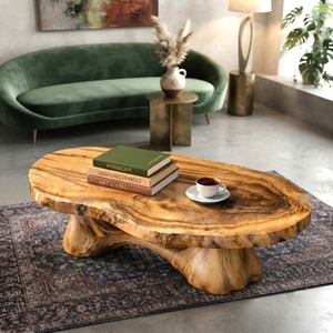 Wholesale Handmade Natural Wood <b>Coffee</b> <b>Table</b> Durable Japandi Wabi-Sabi Decor Organic Modern Live Edge - Product Image 6