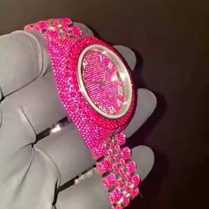 Montre à quartz élégante pour homme, sertie de diamants en moissanite, montre-bracelet de luxe, montre à quartz élégante pour homme - Product Image 4