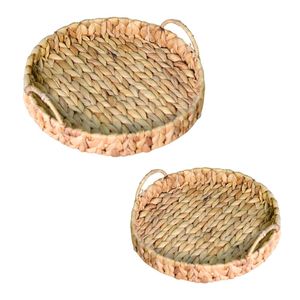 Handcrafted WATER HYACINTH <b>TRAY</b> FRUIT STORAGE BASKET with Handles Durable Metal Frame Construction - Product Image 1
