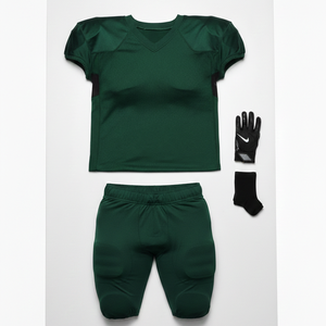 Tenue de football respirante de couleur vert foncé, ensemble d'uniformes de football américain avec protections sur les épaules et les cuisses, personnalisable - Product Image 5