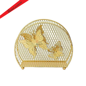 Meilleur porte-serviettes en métal doré avec revêtement poudré, design papillon, pour hôtels, restaurants, fêtes, utilisation sur table, support à mouchoirs - Product Image 1