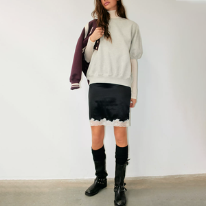 Sweat-shirt tendance de haute qualité, couleur unie, surdimensionné, manches ballon, raglan, beige, décontracté, pour femmes - Product Image 4