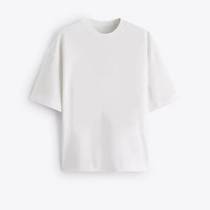 T-shirt pour homme 100% coton, logo personnalisé, design de qualité supérieure, col rond côtelé, coupe oversize, épaules tombantes, streetwear, t-shirt uni pour homme - Product Image 3