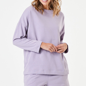 Sudadera de Punto para Mujer, Cuello Redondo, Manga Larga, Talla Grande, Color Sólido, Transpirable, 100% Algodón, para Otoño - Product Image 1