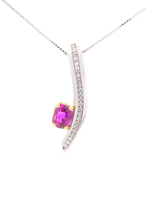 Minimalist 925 Silver Pendant <b>Necklace</b> With <b>Ruby</b> And Diamond Accents Rhodium Plated Box Chain Unisex Everyday Wear - Product Image 4
