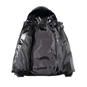 Blouson d'hiver personnalisé en toile à col montant, motif géométrique à carreaux, patchwork et lettres, design personnalisé pour la mode urbaine - Product Image 6