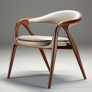 เก้าอี้รับประทานอาหารไม้เนื้อแข็งสไตล์โมเดิร์นกลางศตวรรษสุดหรู - Product Image 1