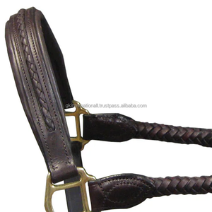 Nouveau dos de cheval en cuir rembourré sur mesure avec muserolle et joues tressées disponibles en cuir véritable brun noir - Product Image 6