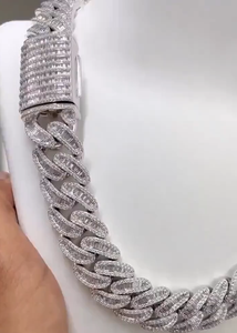 Collier Statement en Moissanite VVS, Argent 925, Coupe Baguette, Chaîne Maille Cubaine, Unisexe, Usage Quotidien, avec Fermoirs Boîte - Product Image 6
