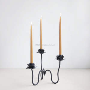 <b>Black</b> <b>polished</b> metal candelabra for home decor centerpiece and romantic dinner candlelight with classic design appeal - Product Image 2