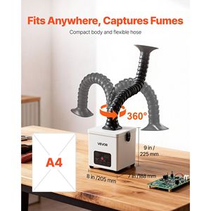 Estrattore di Fumi per Saldatura Compatto da 180 M3/h con Forte Aspirazione, Flusso d'Aria a 3 Livelli, Filtrazione a 3 Stadi, Efficiente per Fumo di Saldatura - Product Image 5