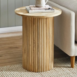 <b>Solid</b> <b>Wood</b> Round Side <b>Table</b> with Storage Shelf - Wholesale MDF <b>Top</b> Bedroom Furniture - Product Image 2