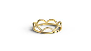 Luxury 18K Gold Crown <b>Ring</b> Scalloped Wave <b>Stacking</b> Band Micro Pave Round Diamond Tiara <b>Ring</b> Fine Jewelry Gift for Women - Product Image 1