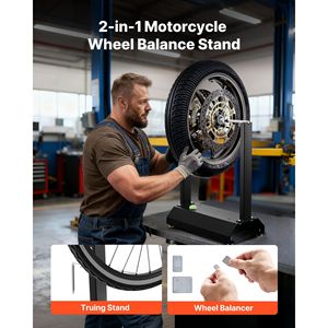 Équilibreur de roues de moto réglable, capacité 88,2 lb, avec cônes de centrage et pointeur de centrage - Product Image 3