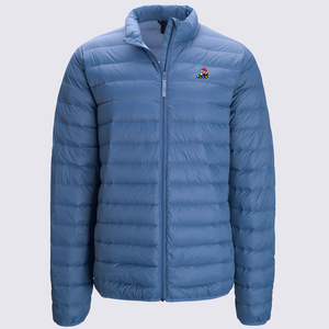 Chaqueta Acolchada de Lona Azul para Hombre, con Capucha, Cuello Alto, Cierre de Cremallera, Letra Bordada, Resistente al Viento, Casual, de Invierno, Corte Regular - Product Image 1