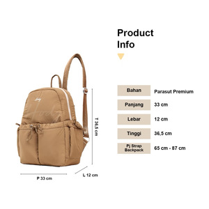 Mochila Ligera e Impermeable para Mujer Hody ISLA AIR, Material de Paracaídas Premium, Cierre de Cremallera, Asa Rígida, Compartimento para Portátil - Product Image 3