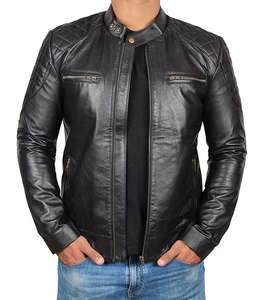 Plus Size Spring and Fall Men's <b>Racer</b> Men's Leather <b>Jacket</b> Genuine leather zip-up <b>jacket</b> - Product Image 5