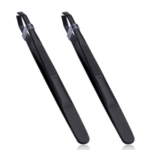 Professional Black Slanted Tip Eyebrow Tweezers Stainless Steel Durable <b>Precision</b> Grooming <b>Tools</b> Modern Style with High Quality - Product Image 1