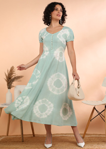 Robe évasée trapèze en rayonne tie & dye pour femme, séchage rapide, idéale pour l'été, les fêtes, le style de vie moderne et le quotidien, meilleur prix, en stock - Product Image 6