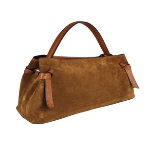 Royaa Suede and leather handbag Handbag Top Handle Purse Adjustable <b>Strap</b> Genuine Leather Minimalist <b>Shoulder</b> Zipper Closure - Product Image 1