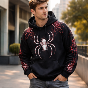 เสื้อฮู้ดลายแมงมุมพิมพ์ลายตามสั่งขายส่งสำหรับผู้ชาย-ผ้าฝ้าย 100% พิมพ์ลายดิจิทัลสำหรับฤดูหนาวและงานปัก ผู้ผลิต OEM จัดส่งโดยตรง - Product Image 6