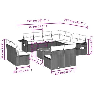 Juego de Sofás de Patio de 12 Piezas en Poliratán Negro con Cojines, Elegante Colección de Muebles para Exteriores - Product Image 3