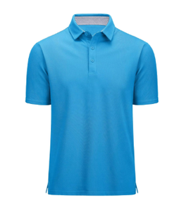 New Wholesale Men's <b>Classic</b> Fit Solid Color Casual for Shirts 3 Button Short Sleeve Pique Polyester Cotton Performance Front - Product Image 2