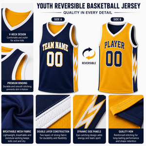 Maillot de basket-ball réversible pour jeunes, uniforme d'entraînement double face, vêtements de sport sublimés à séchage rapide - Product Image 3