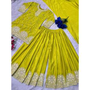 Hermoso conjunto de traje de mujer Top Plazzo con Dupatta para fiestas - Product Image 6