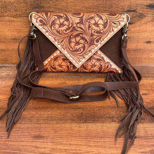 Nuevo diseño, de cuero bolso cruzado con flecos de ante con herramientas a mano, bolso de sobre multifuncional para mujer, bolsos de mano de cuero genuino - Product Image 4