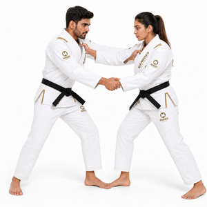 Kimono de BJJ Premium Mangoes Fashion en Coton Blanc Tissage Doré Prêt pour les Compétitions Uniforme Athlétique Adulte Unisexe Coupe Classique - Product Image 3