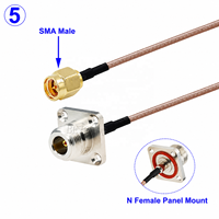 Câble Pigtail d'Extension RF RG-316 N Femelle 4 Trous vers Connecteur SMA Mâle/Femelle 50 Ohm RG316 4G LTE