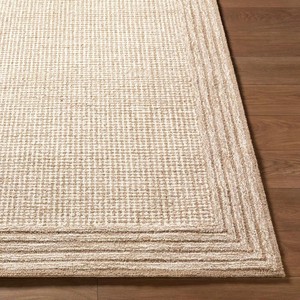 Tapis rectangulaire en jute naturel tissé plat, couleur unie, style Wabi Sabi, antidérapant, pour salon, décoration intérieure, à poils courts - Product Image 6