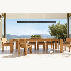 Table de salle à manger longue et carrée la plus vendue, en teck, pour l'extérieur, résistante aux termites, durable et robuste - Product Image 1