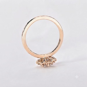 Bague de fiançailles vintage en or jaune 18 carats avec diamant rond de 2,20 carats couleur E clarté VS1, bague halo, bague de promesse, diamant cultivé en laboratoire - Product Image 4