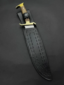 Couteau de chasse et de camping LEGACY BLADES en acier au carbone, lame fixe, manche en bois, garde en laiton, qualité industrielle, couteau d'extérieur - Product Image 6