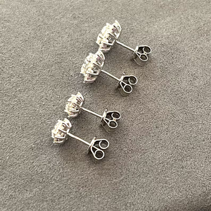 Hip Hop <b>Earrings</b> 925 Sterling Silver VVS Round Brilliant Cut <b>Moissanite</b> Diamond Handmade Setting For Women's <b>Earrings</b>` - Product Image 4