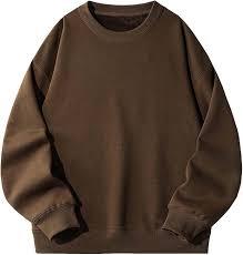 Sudadera de Hombre de Felpa Francesa, Corte Cuadrado, Calidad de Lujo, Estilo Urbano, Color Marrón, Tejido Grueso de Alta Gama - Product Image 3
