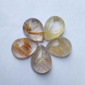 Cabochon en forme de poire, taille MM, Rutile doré naturel, pierre précieuse de haute qualité pour la fabrication de bijoux, toutes tailles - Product Image 1