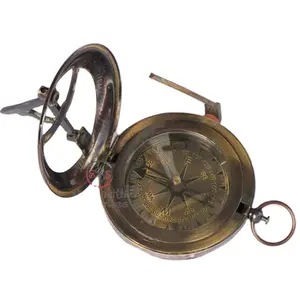 समुद्री प्राचीन समाप्त पुश बटन धूपघड़ी कम्पास Engravable यात्रा कैम्पिंग पॉकेट उपहार कम्पास