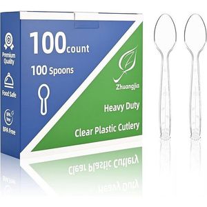 100 Forchette Monouso in Plastica Trasparente Senza BPA, Extra Resistenti, Termoresistenti e Durevoli per Catering all'Ingrosso - Product Image 1