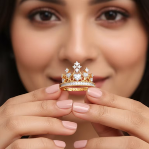 มงกุฎเพชรรูปหัวใจสุดโรแมนติก แหวนครบรอบแต่งงาน เครื่องประดับเจ้าสาวสุดหรูสำหรับราชินีและเจ้าหญิง - Product Image 4