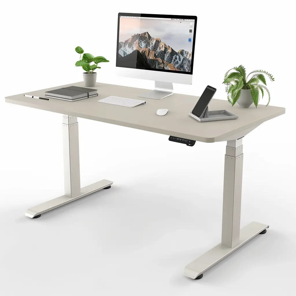 ריהוט משרדי מודרני חכם מנוע יחיד שולחן הרמה 2 חלקים מתכוונן מחשב חשמלי שולחן עמידה מתכוונן לגובה