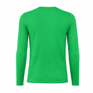 เสื้อแขนยาวคอวีผู้ชายสีเขียว ผ้าวาฟเฟิล เนื้อผ้าระบายอากาศ แห้งเร็ว เหมาะสำหรับออกกำลังกาย ฟิตเนส ใส่ได้ในฤดูใบไม้ร่วง ผลิตจากผ้าฝ้ายผสม - Product Image 2