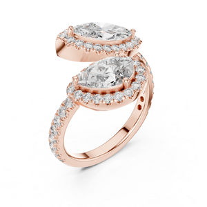 Bague de mariage en or jaune 14 carats avec diamants de laboratoire ronds, marquise et poire pour femme |   Nouveau diamant cultivé - Product Image 6